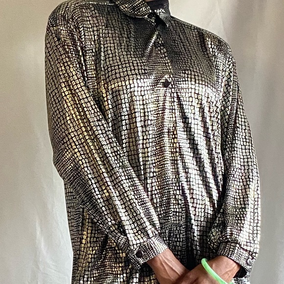 Vintage metallic long sleeve blouse - Picture 9 of 13